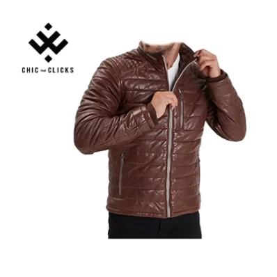 Men's cognac caramel lambskin leather jacket with vintage wash and sporty slim fit – Chic and Clicks