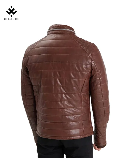 Men's cognac caramel lambskin leather jacket with vintage wash and sporty slim fit – Chic and Clicks