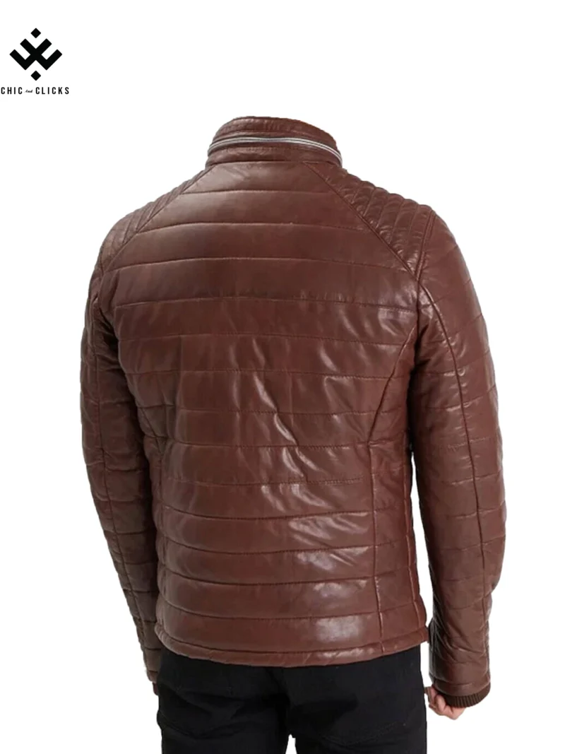 Men's cognac caramel lambskin leather jacket with vintage wash and sporty slim fit – Chic and Clicks