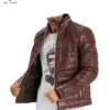 Men's cognac caramel lambskin leather jacket with vintage wash and sporty slim fit – Chic and Clicks