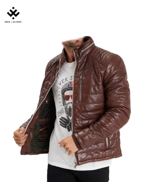 Men's cognac caramel lambskin leather jacket with vintage wash and sporty slim fit – Chic and Clicks