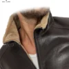 Men’s dual-tone brown and dark beige mouton (sheepskin) shearling leather jacket – Chic and Clicks