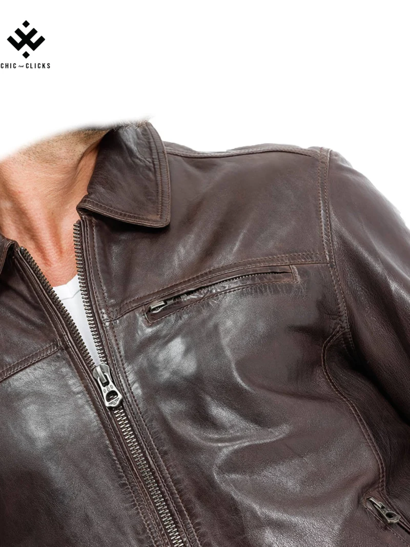 Chic Leather Rustic Sport Jacket | Vintage Brown Edition | Chic and Clicks - Image 6