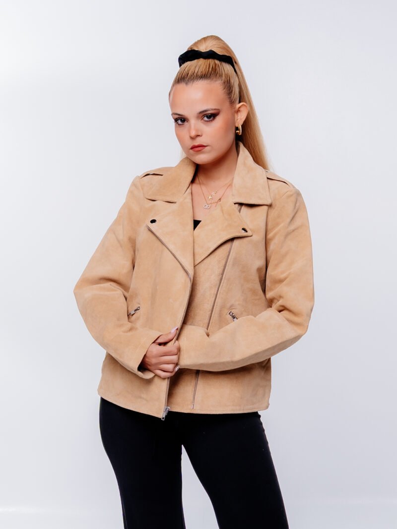 NovaEdge Textile Biker Jacket | Sandstone Streetwear Edition | Chic and Clicks - Image 2
