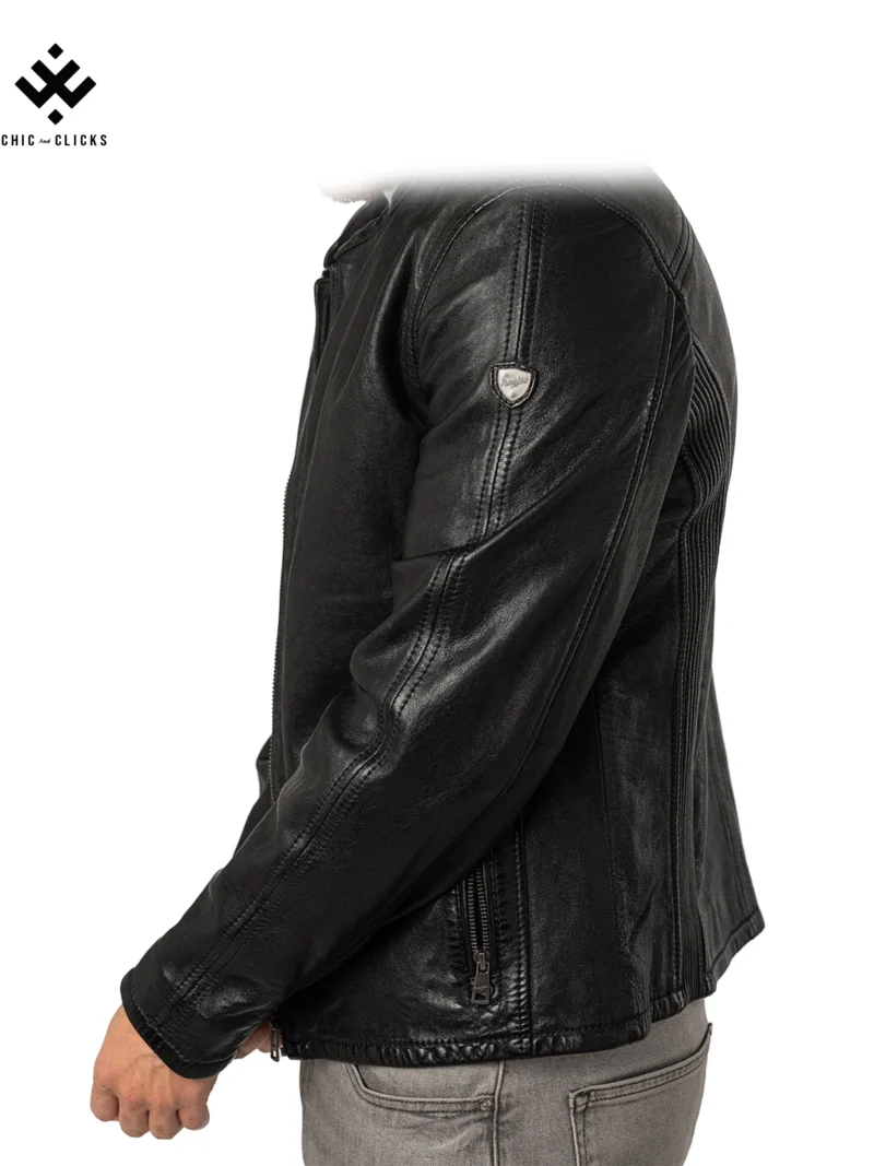 Chic OnyxLine Biker Jacket | Black Leather Jacket - Image 3