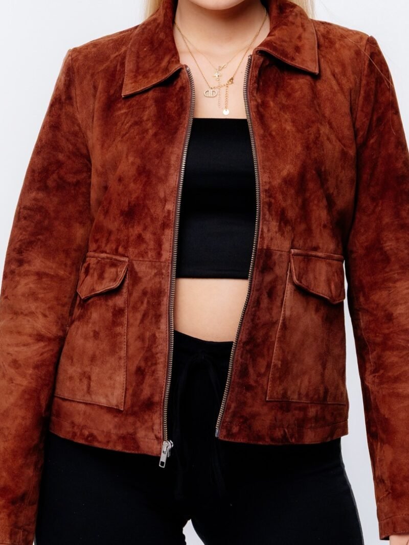 women's brown suede jacket - Image 4