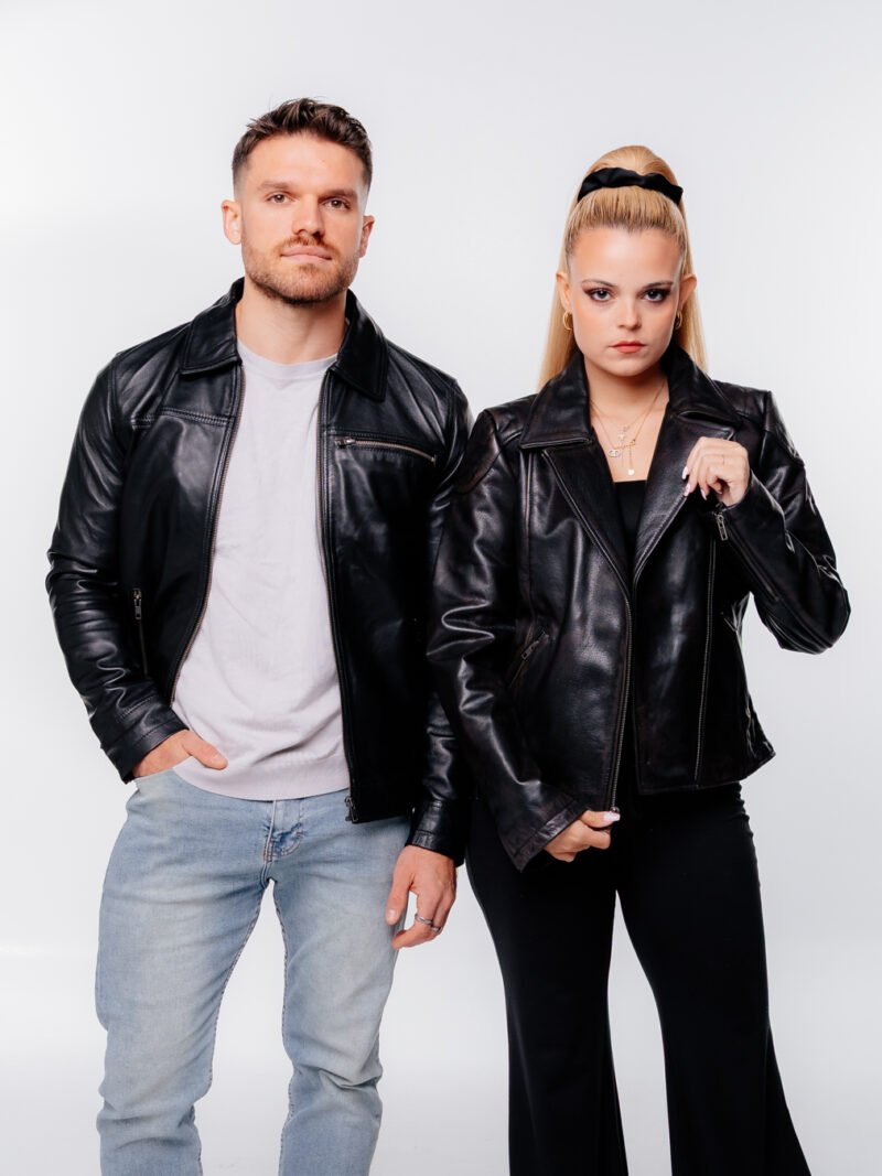 Men’s & Women’s Black Biker Leather Jackets - Image 3