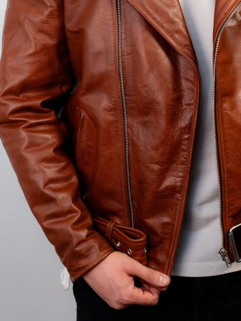 Brown Leather Double Rider Jacket - Image 5