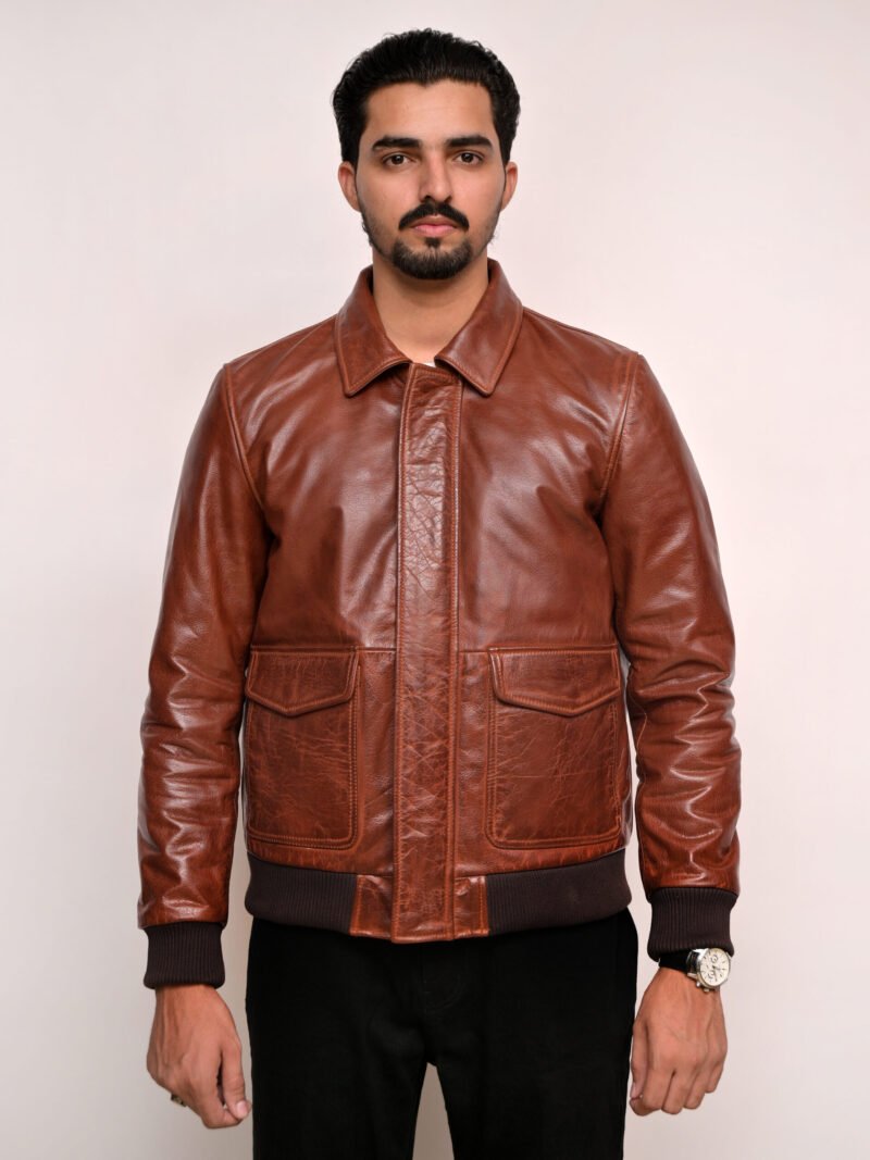 Coffman Olive Brown A2 Leather Bomber Jacket