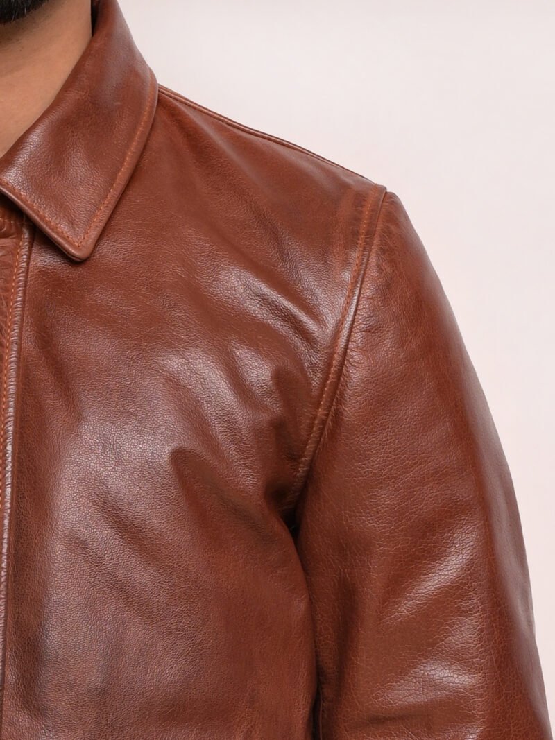 Coffmen Olive Brown A2 Leather Bomber Jacket - Image 5