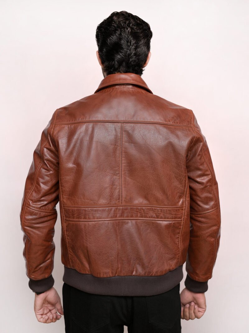 Coffmen Olive Brown A2 Leather Bomber Jacket - Image 3