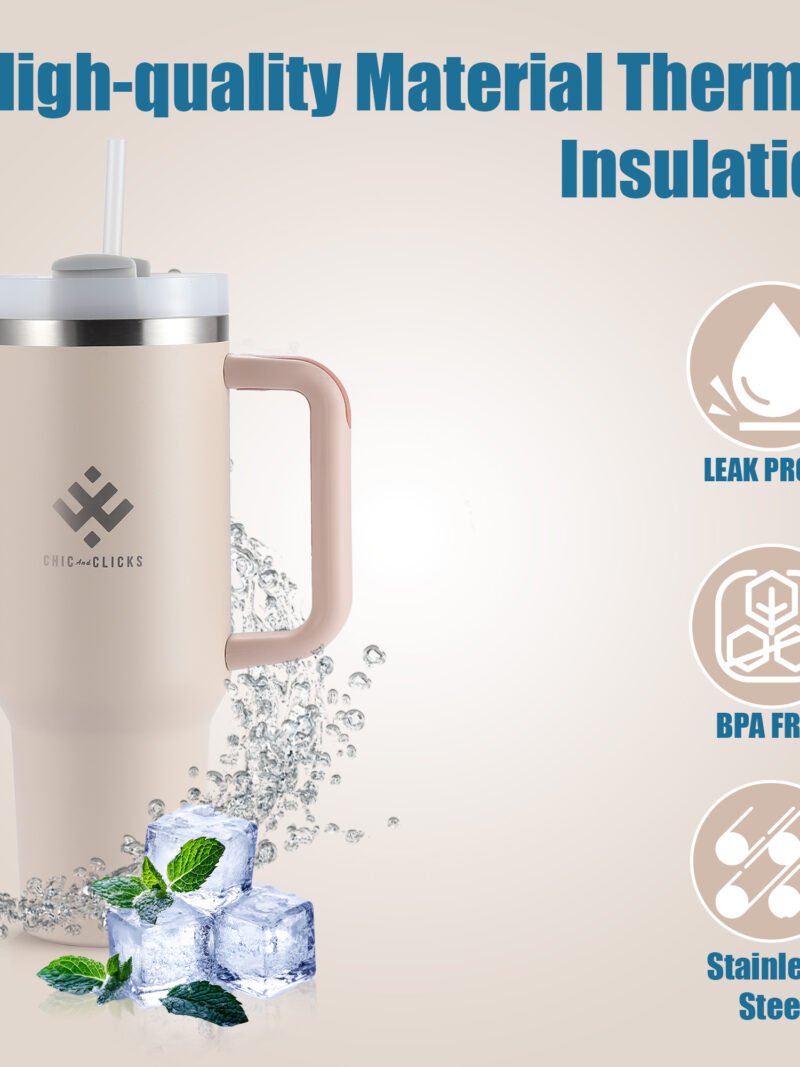 40oz Insulated Tumbler – Straw & Handle - Image 3