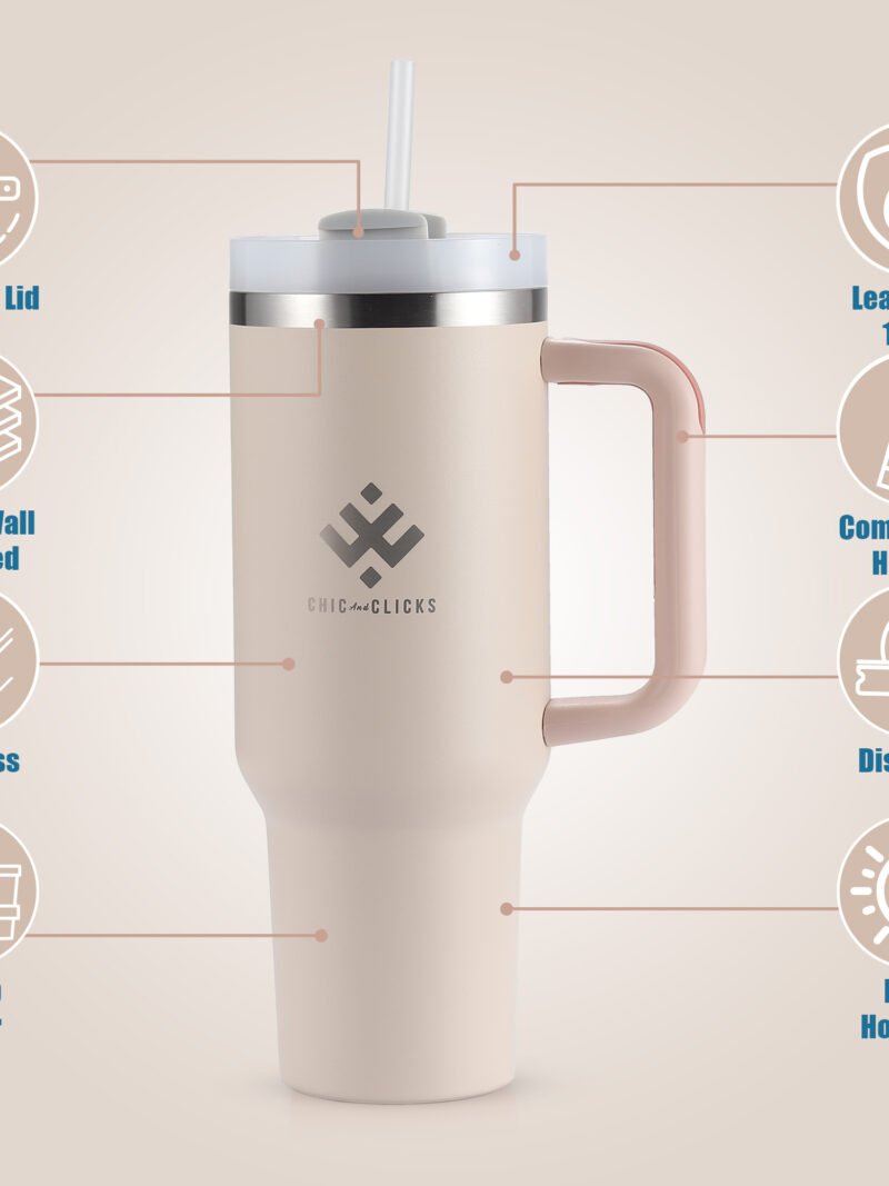 40oz Insulated Tumbler – Straw & Handle - Image 4