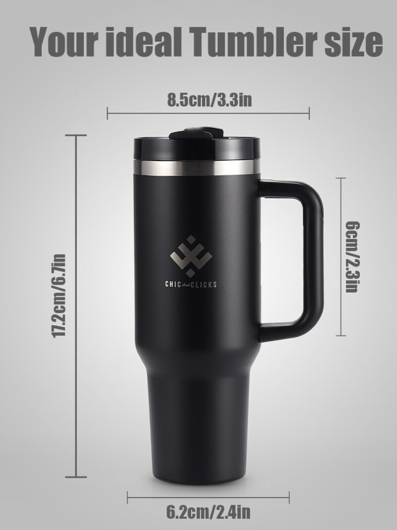 40oz Insulated Stainless Steel Tumbler with Straw & Handle - Image 2