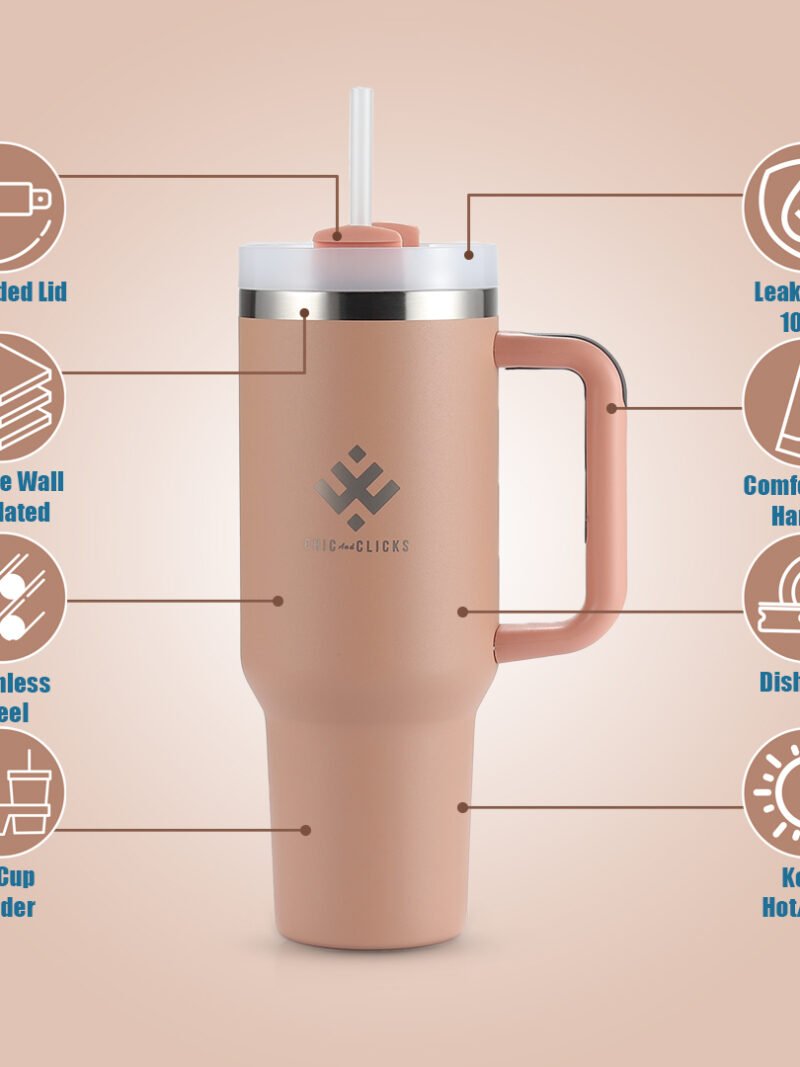 40oz Insulated Tumbler Cup with Straw - Image 3